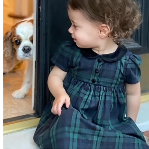 New! Peter Pan Collar Holiday Plaid Dress - Picture 6 of 8